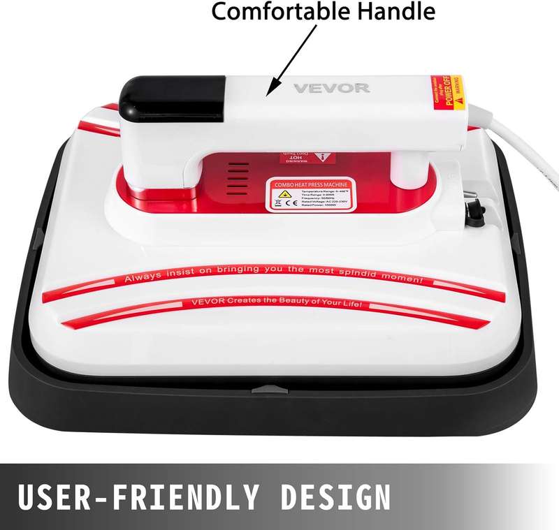 VEVOR 5-in-1 Portable Heat Press Combo  1000W, 250×300mm Flat Press, 220V + Free Shipping