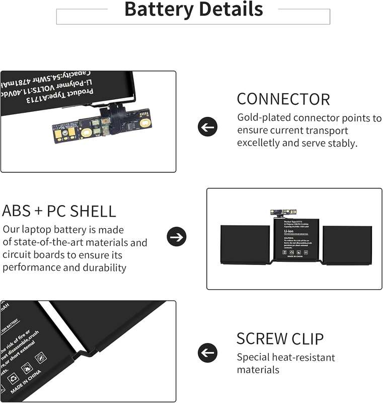 Battery A1708 A1713 Replacement for Apple A2171 A2159 A2289 A2338, MacBook Pro 13 inch