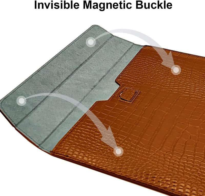 Laptop Sleeve with Stand, PU Leather Flap Style Case Bag for 13" MacBook Air/Pro & 13.3" Laptops