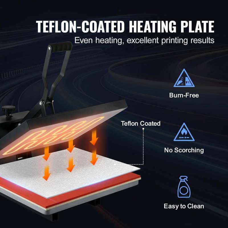 VEVOR 380×380mm Clamshell Flat Heat Press Machine  1400W