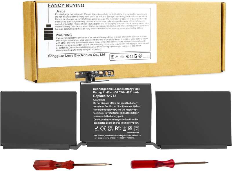 Battery A1708 A1713 Replacement for Apple A2171 A2159 A2289 A2338, MacBook Pro 13 inch