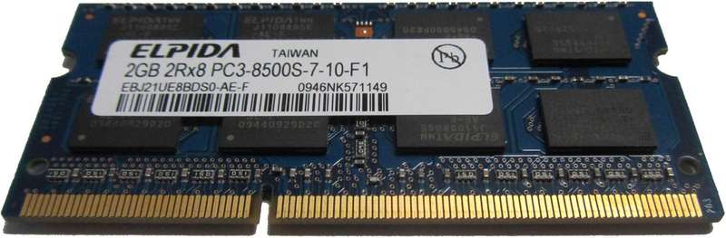 2GB PC3-8500S DDR3 SDRAM SO-DIMM Memory