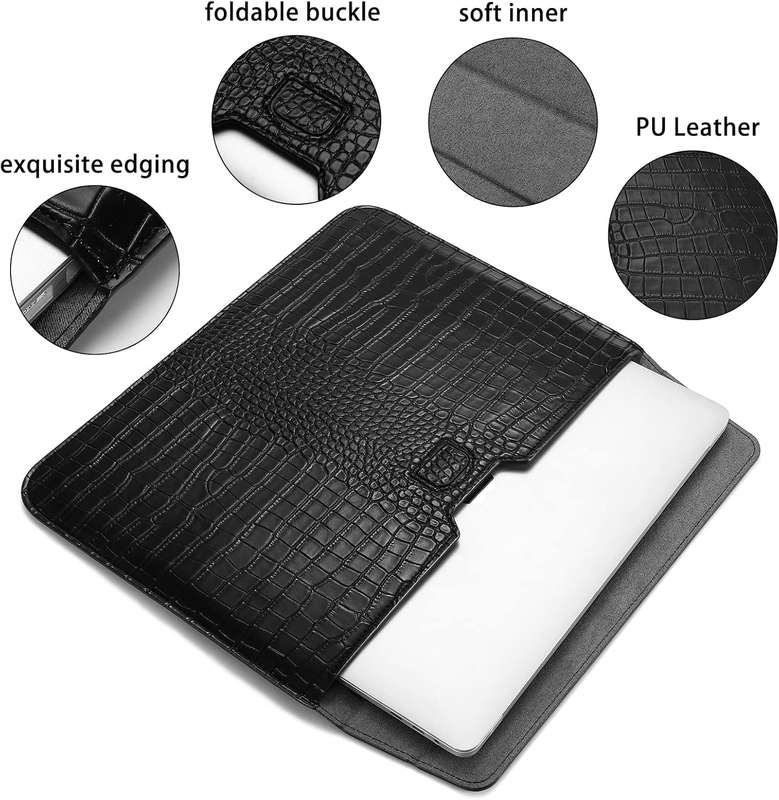 Laptop Sleeve with Stand, PU Leather Flap Style Case Bag for 13" MacBook Air/Pro & 13.3" Laptops