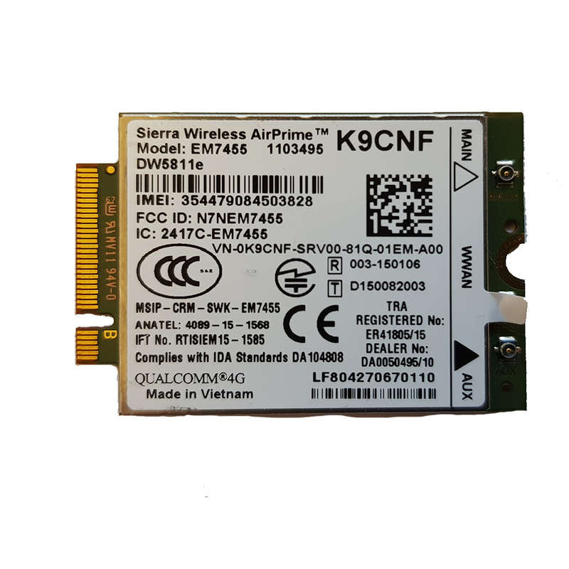DELL DW5811E SIERRA WIRELESS AIRPRIME EM7455 LTE 4G WWAN CARD MODULE K9CNF
