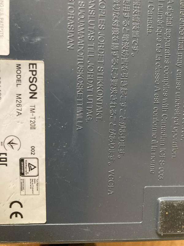 Epson TM-T20II Direct Thermal Printer - USB | Monochrome | Desktop | Receipt Printer | Used, Tested