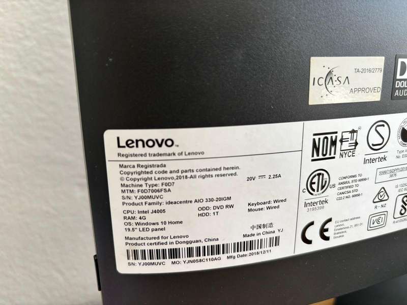 Lenovo Ideacentre AIO 330  19.5 All-in-One PC | 4GB RAM | 1TB HDD | Excellent Condition