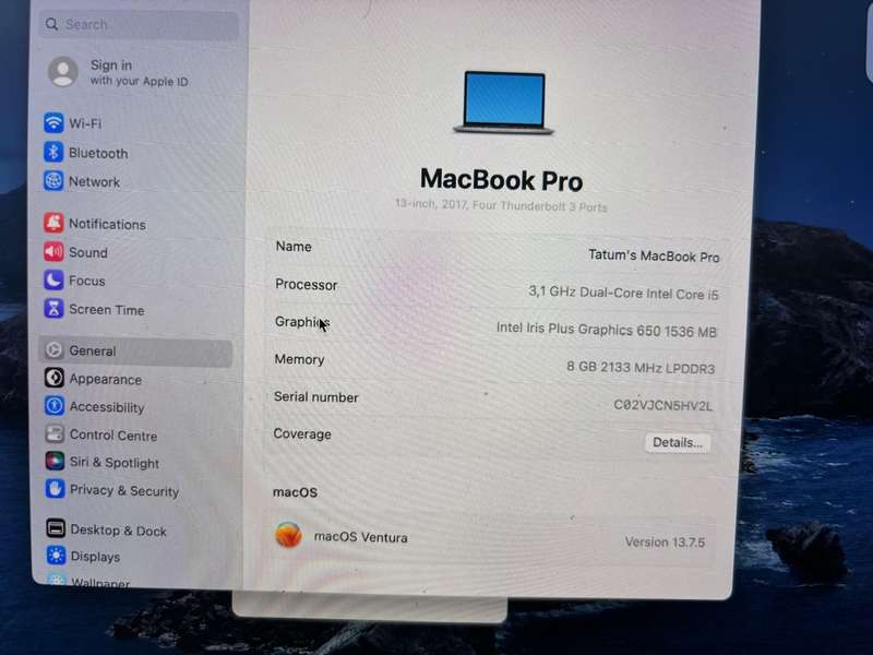 Apple MacBook Pro 13" (A1706, 2017) Logic Board with Touch ID | i5 3.1GHz | 8GB RAM | 256GB