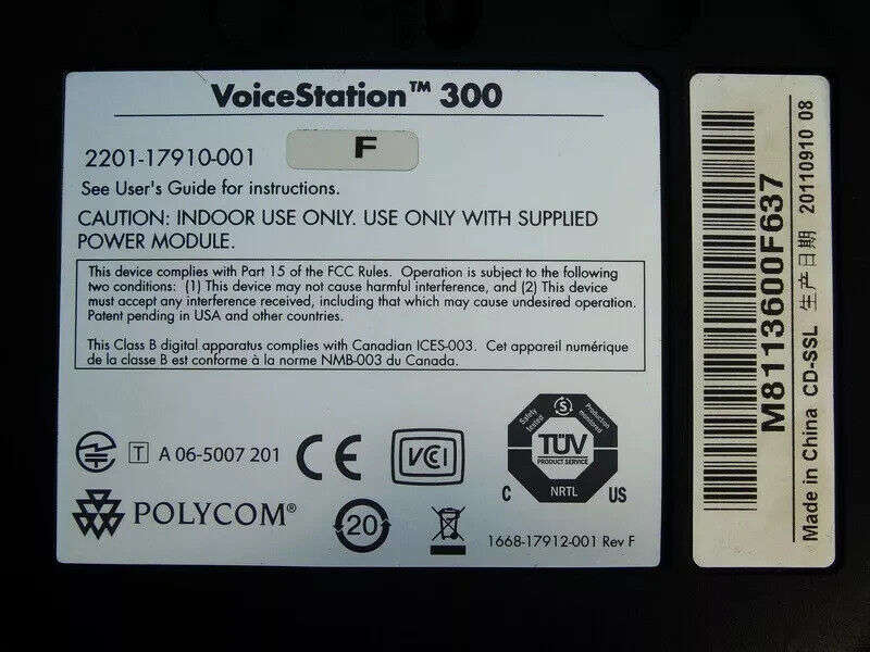 Polycom VoiceStation 300 Analog Conference Phone - Office Desk - USED LIKE NEW