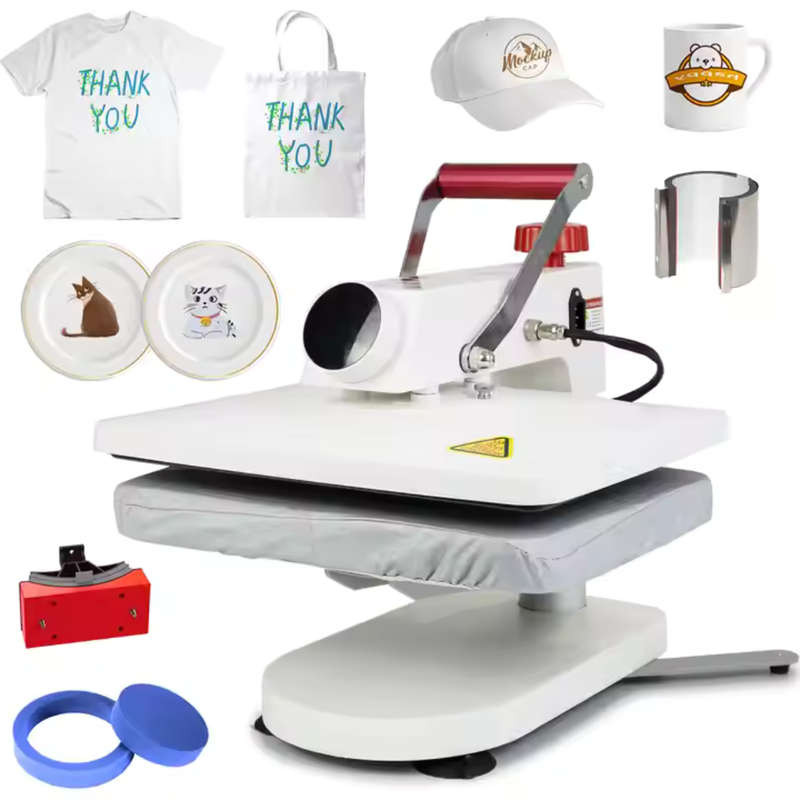 5-in-1 combo heat press machine - 360° swing-away digital t-shirt printing press