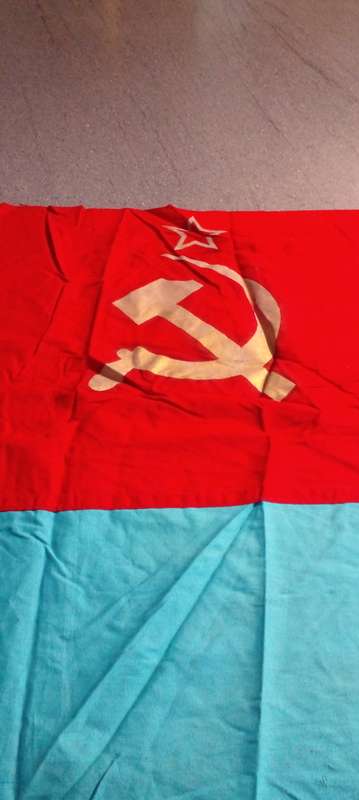 Original 1988 Ukrainian Flag Banner of the Soviet Union. USSR. Republic Ukraine.