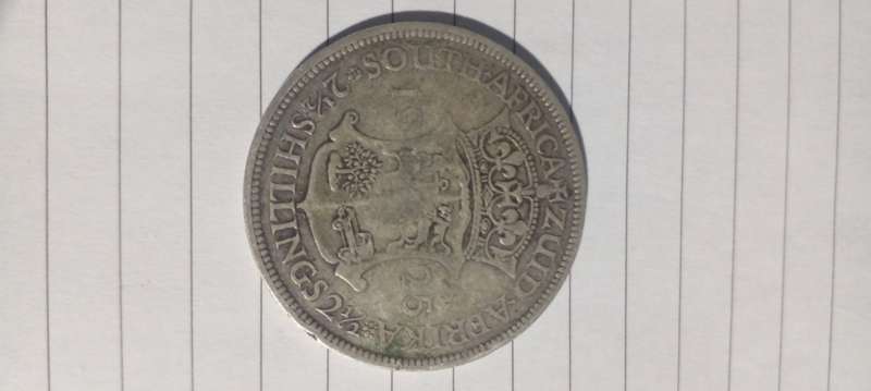 1925 UNION OF SA SILVER HALF CROWN. TOUGH TO FIND .