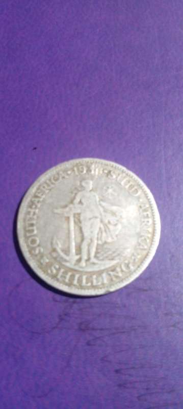 1936 Union of SA 1 Shilling coin. Someone tampered with the date, trying to change it , to a 1931.