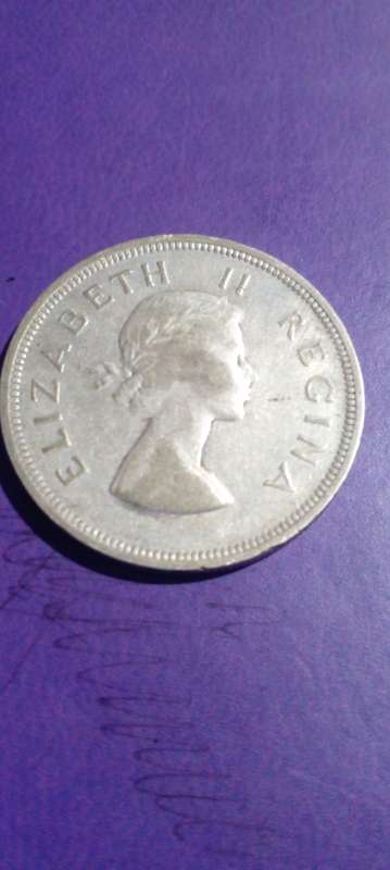 1954 UNION OF SA SILVER HALF CROWN. COLLECTIBLE CONDITION.