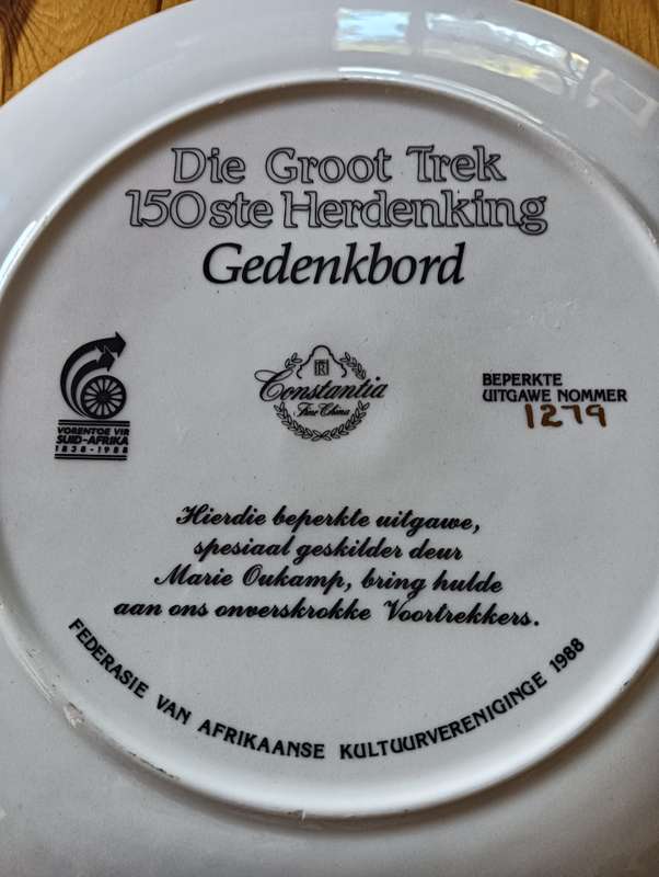 Anniversary plate of Great Trek