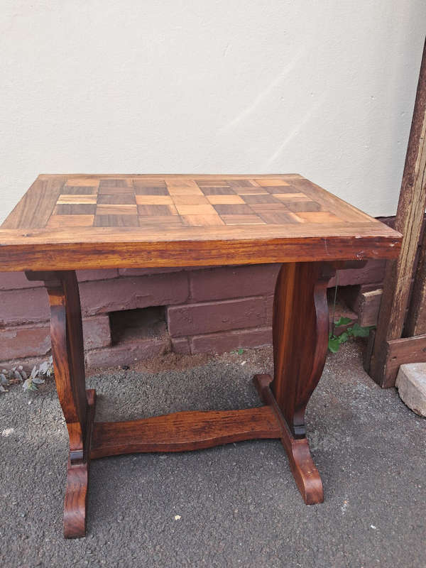Handcrafted checkered side table
