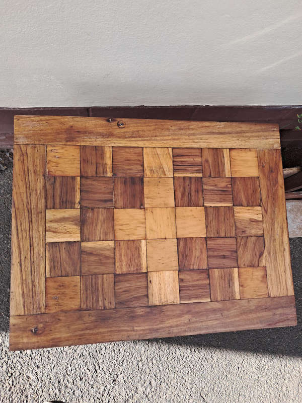 Handcrafted checkered side table