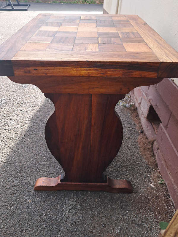 Handcrafted checkered side table