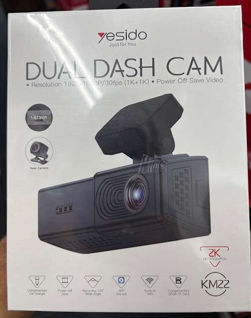 Dual dash camera with WiFi connectivity.