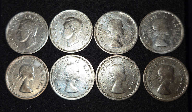 1 Shillings - 1950,51,54,55,56,57,58 & 60.