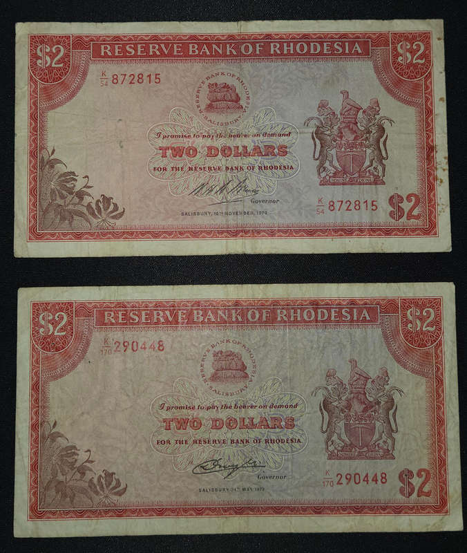 Rhodesia $2 Banknotes