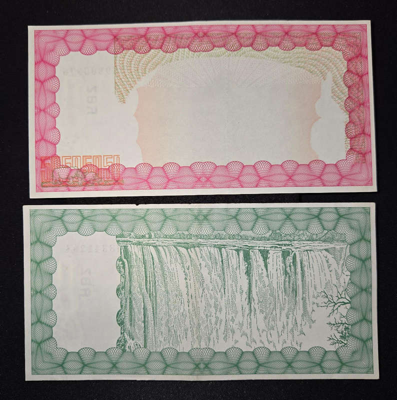 Zimbabwe banknotes - Ten Thousand & One Hundred Thousand Dollars in uncirculated condition.