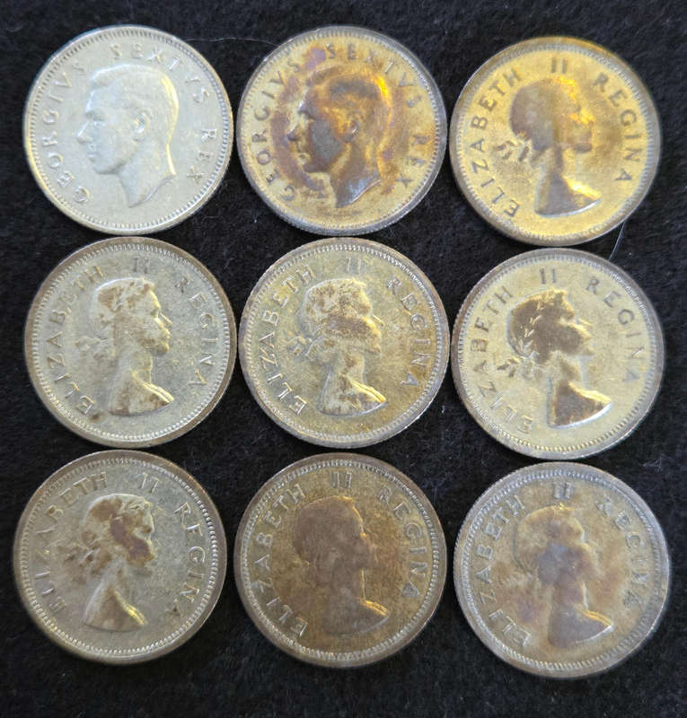 1 Shilling - 1950/51/53/54/55/56/57/58/60 - 50% silver