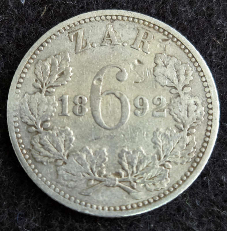 ZAR 1892 - 6 Pence (2 of 2) Low mintage 28 300