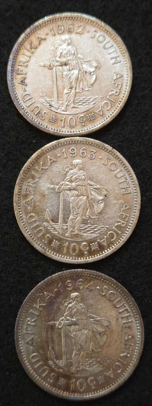 10c - 1962/63/64 - 50% silver