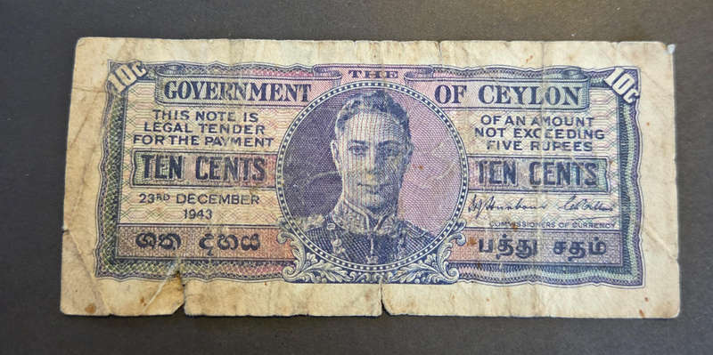 WW2 Era - Goverment of Ceylon - 10 cents