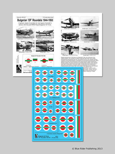 Blue Rider Publishing, BR247 Bulgarian Roundels 1944-50 Decals, 1/72 Scale