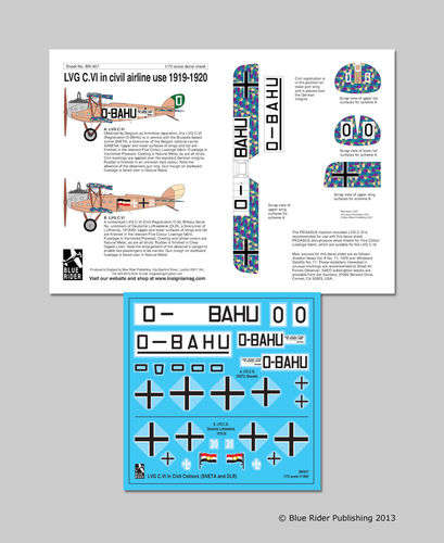 Blue Rider Publishing, BR407, LVG C.VI Airliners, Decals, 1/72 Scale