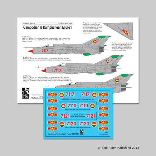 Blue Rider Publishing BR409 Khmer/Cambodian Air Force, Decals, 1/72 Scale
