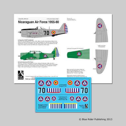 Blue Rider Publishing, BR412, Nicaraguan Air Force, Decals, 1/72 Scale