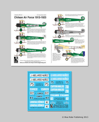 Blue Rider Publishing, BR415, Chilean Air Force 1913-23, Decals, 1/72 Scale