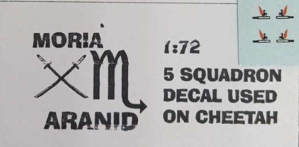 ACD Decals,   SAAF 5 Squadron Badge used on Cheetah,   ACD-45, Decals,   1/72 Scale