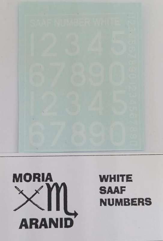 ACD Decals, SAAF White Numbers Badge, ACD-66, Decals, 1/72 Scale