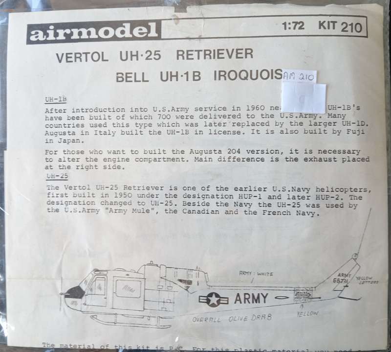 Airmodel, Vertol UH-25 Retriever & Bell UH-1B Iroquois  Conversion Kit No. 210 | 1:72