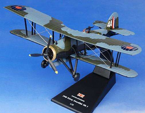 AmerCom Model, Fairey Swordfish Mk I 1940 United Kingdom Diecast Model 1/72 Scale NO BOX