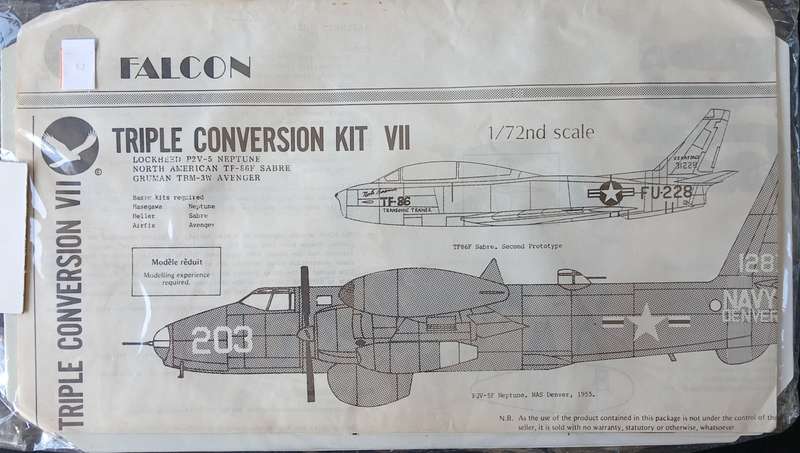 Falcon, TF-86F Sabre (Heller,) P2V-5 Neptune (Hasegawa,) TBM-3W Avenger (Airfix)  No. 4603 | 1:72