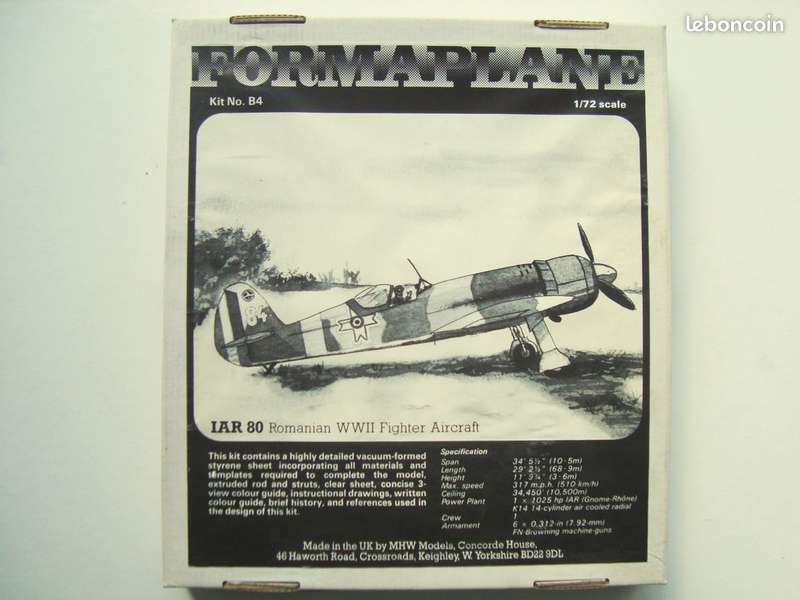 FormaPlane IAR 80 Romanian WWII Fighter Aircraft Conversion Kit VacuForm 1,72 Scale