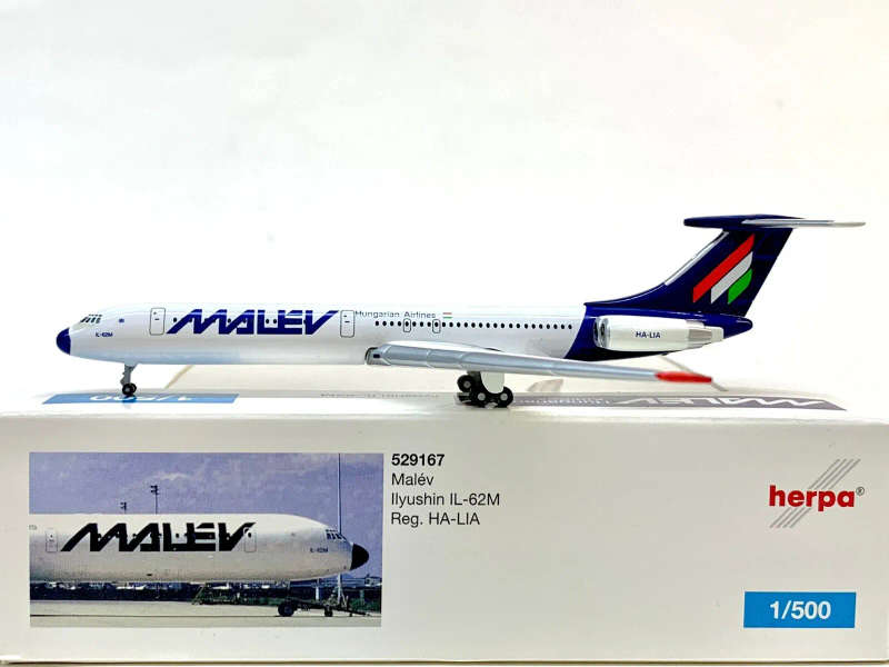 Herpa Wings, Malev Ilyushin IL-62M 1:500 HA-LIA 529167