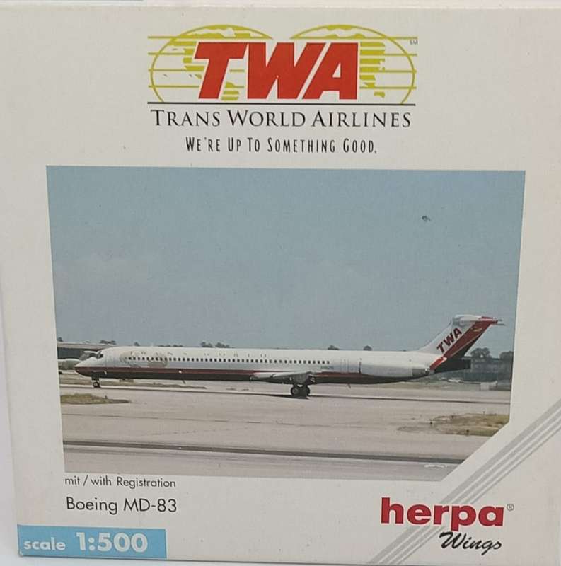Herpa Wings, TWA - Trans World Airlines, Boeing MD-83, Reg. N9630A, 507646, 1,500 Scale
