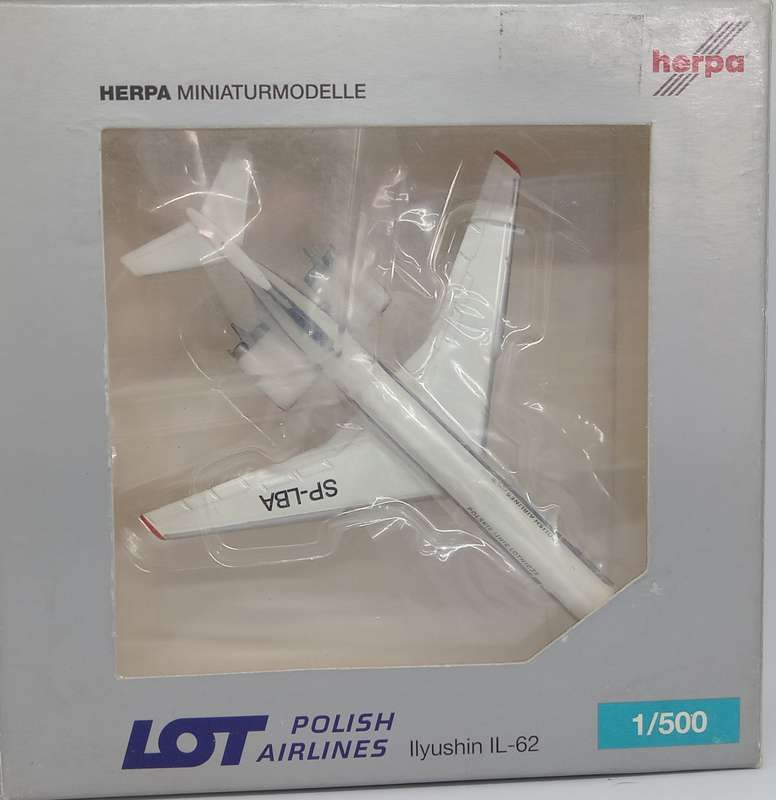 Herpa Wings, Ilyushin IL-62M LOT Polish Airlines SP-LBA 509862 1,500 Scale