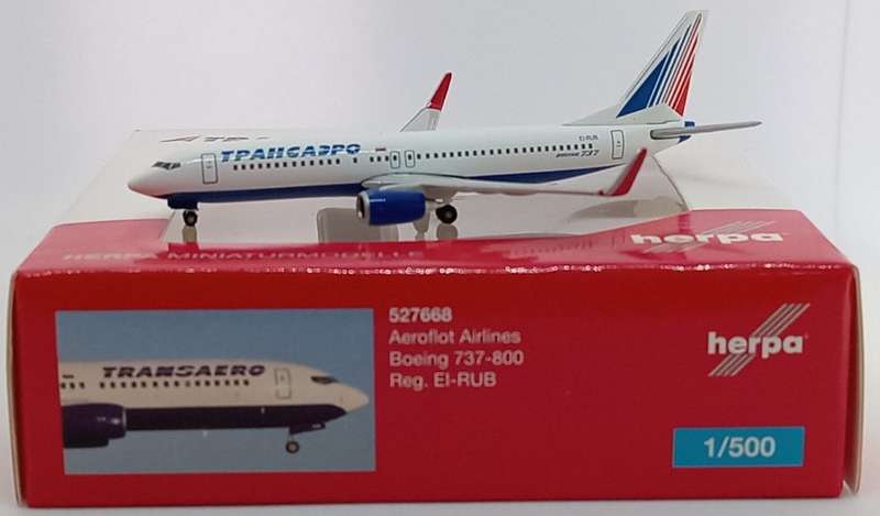 Herpa Wings, Transaero - Aeroflot Airlines, Boeing 737-800, Reg. EI-RUB, 527668, 1,500 Scale (3)