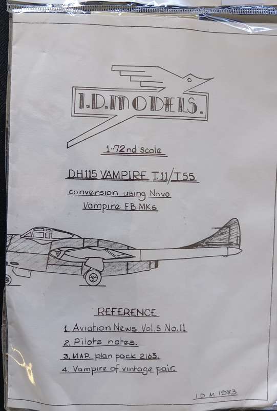 I.D. Models, De Havilland DH115 Vampire T11/T55 Conversion (1983) 1:72 Scale