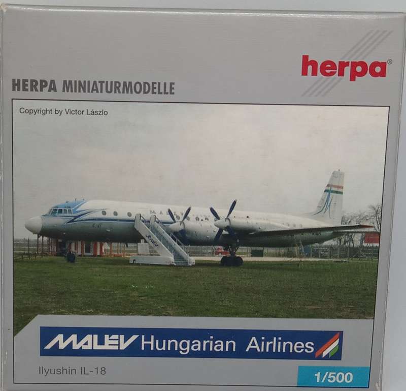 Herpa Wings, Malev Hungarian Airlines, Ilyushin IL-18, Reg. HA-MOA, 513968, 1,500 Scale