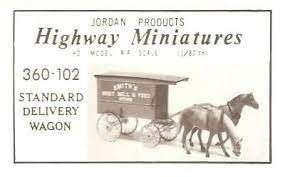 Jordan Products ,,Highway Miniatures Standard Delivery Wagon JP360-102 HO Scale