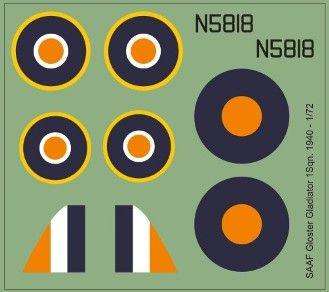 MAV Decals, SAAF Gloster Gladiator 1 Sqn 1940, decals, 1/72 Scale
