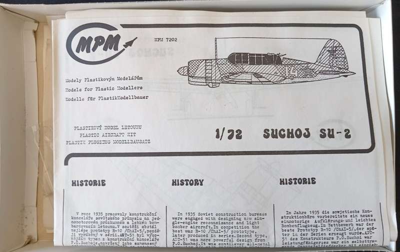 MPM, Suchoj SU-2 Vacuum Kit No. 7202 1/72 Scale