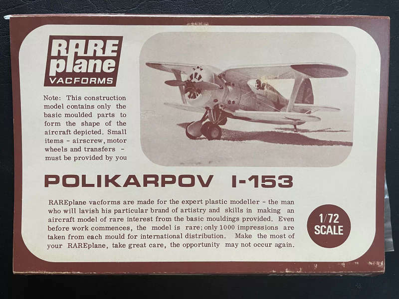 Rare Plane,  Polikarpov I-153 WW2 Soviet AF VVS BiPlane Fighter 1/72 VACFORM KIT